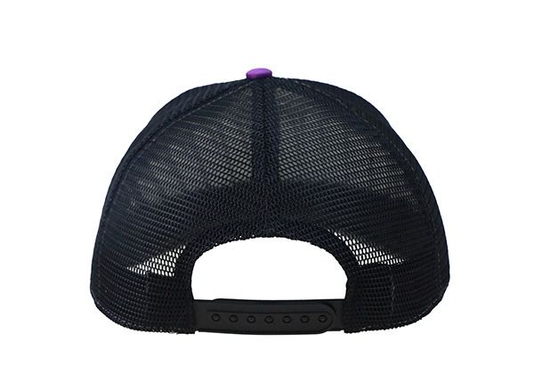 Back of Custom Purple Embroidered Mesh Hat