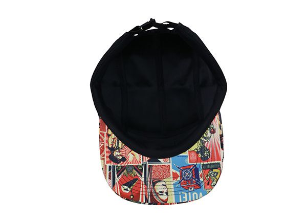 Inside of Custom Black 5 Panel Sports Hat