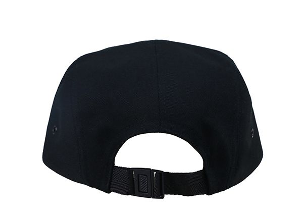 Back of Custom Black 5 Panel Sports Hat