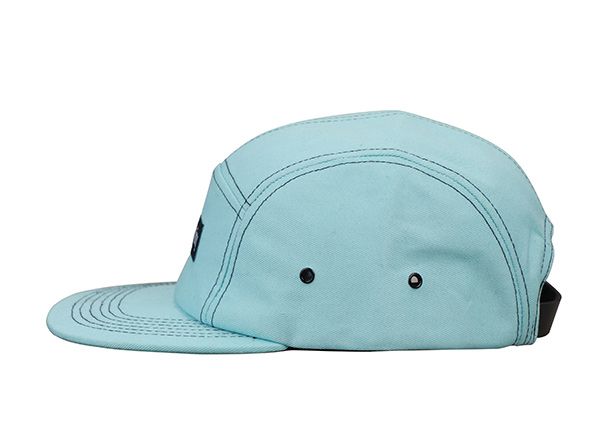 Side of Custom Teal 5 Panel Camp Cap