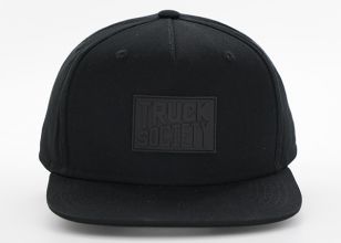 All Black Snapback Hat With Leather Label