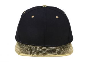 Black and Gold Snapback Custom Hip Hop Snapbacks with Golden PU Brim