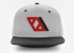 Black and Grey Snapback Custom Embroidered Hat With Flat Bill