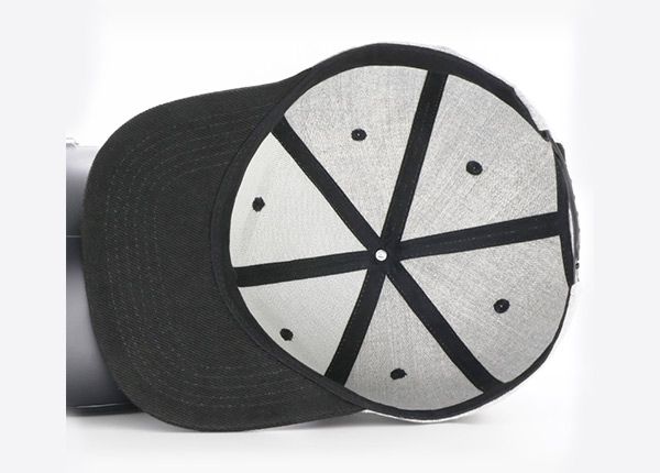 Inside of Black and Grey Embroidered Snapback With Flat Bill