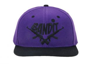 Black and Purple Snapback Hat With Metal Adjustable Closure