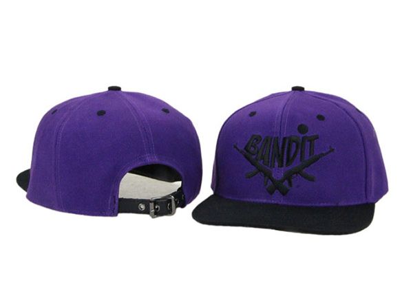 Inside of Black and Purple Snapback Hat With Metal Adjustable Closure