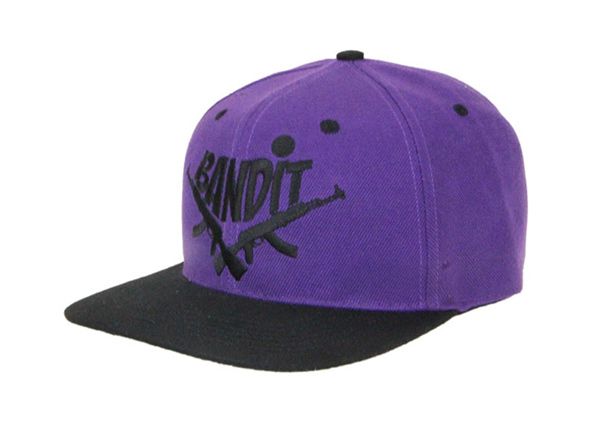 Slant of Black and Purple Snapback Hat With Metal Adjustable Closure