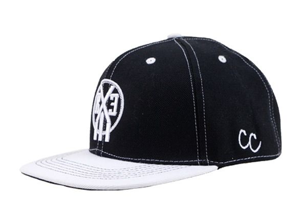 Slant of Denim Black and White Snapback With Embroidery Logo