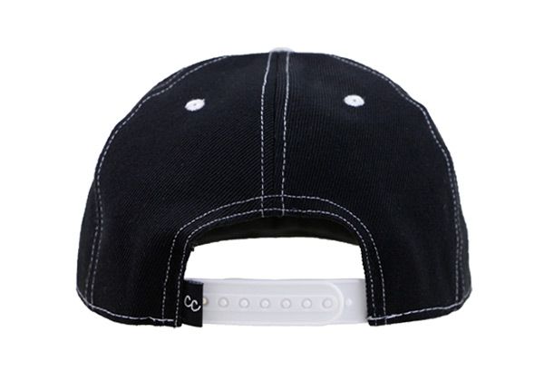 Back of Denim Black and White Snapback With Embroidery Logo