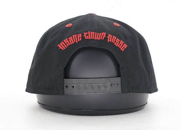 Back of Black and Red Snapback With 3d Embroidery Logo