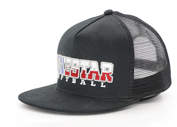 Slant of Black Trucker Snapback With Embroidered Patch