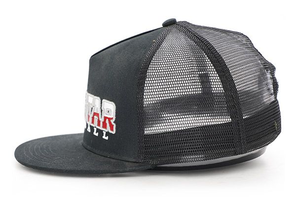 Side of Black Trucker Snapback With Embroidered Patch