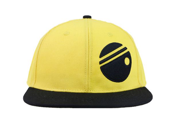 Front of Black and Yellow Embroidered Snapback Hat