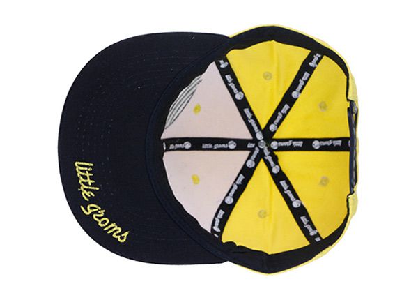Inside of Black and Yellow Embroidered Snapback Hat
