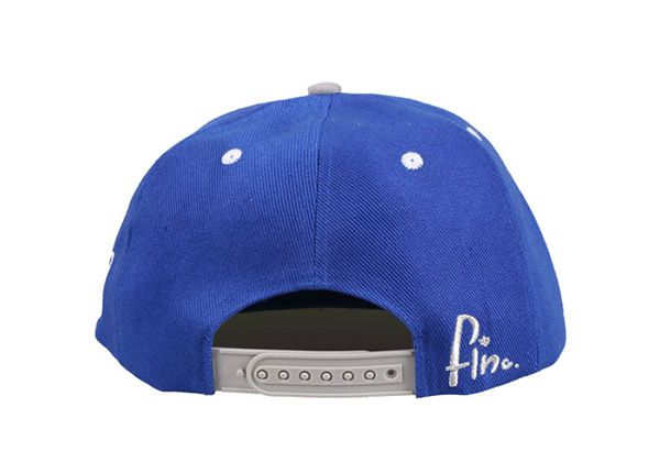 Back of Blue and White Snapback with Blue Logo