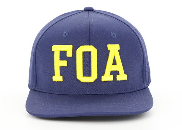 Front of Custom Blue Snapback  Trucker Hats With Flat Bill