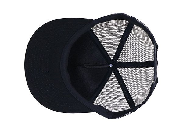 Inside of Black Snapback With Double Line Snap back