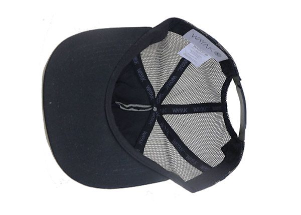 Inside of Custom Black Flat Bill Snapback Trucker Hat 