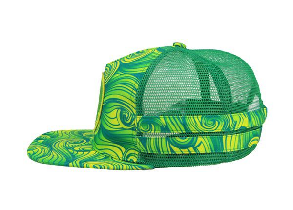 Side of Green Cool Snapback Trucker Hat With Patch