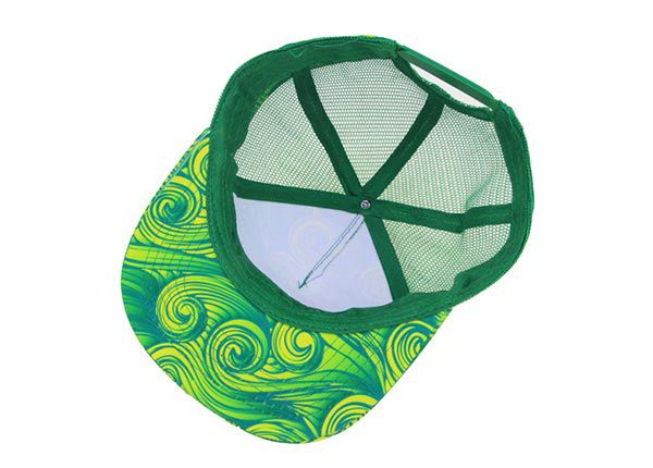 Inside of Green Cool Snapback Trucker Hat With Patch