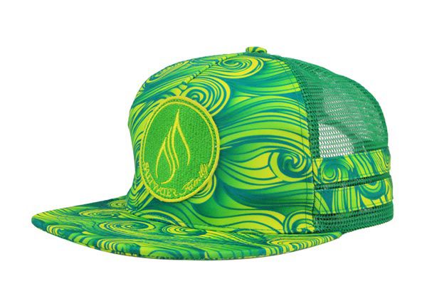 Slant of Green Cool Snapback Trucker Hat With Patch