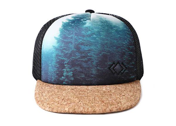 Front of Cool Design Snapback Hat with Cork Brim