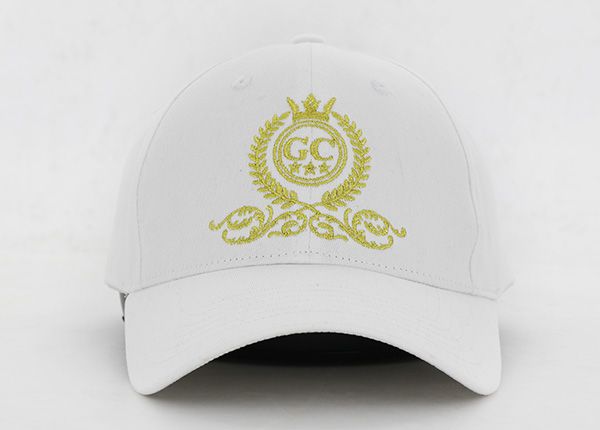 Front of White Bent Curved Brim Snapback