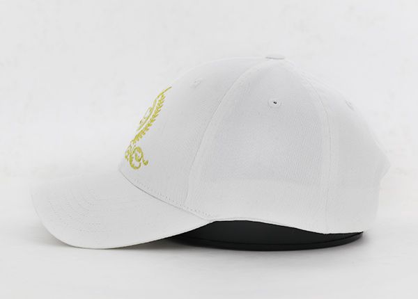 Side of White Bent Curved Brim Snapback