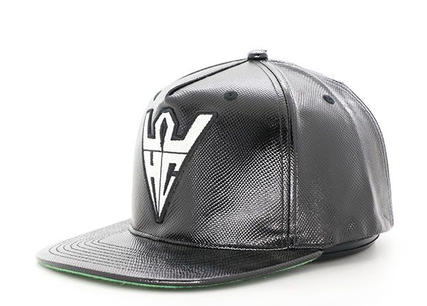 Slant of Custom Fashion Leather Snapbacks Hat With Green Underbill