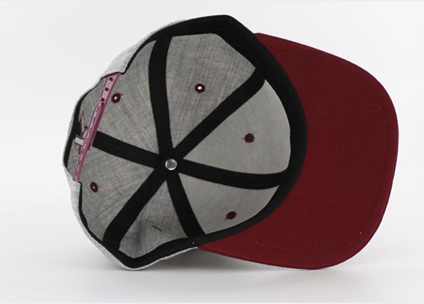 Inside of Grey and Red Snapback With K Logo