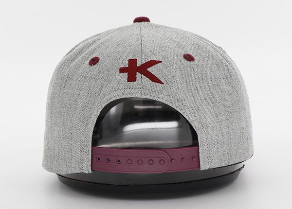 Back of Grey and Red Snapback With K Logo