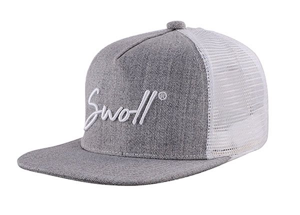 Slant of Grey and White Snapback Trucker Hat