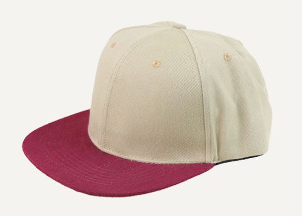 Slant of Blank Khaki Snapback Hat With Wine Red Brim