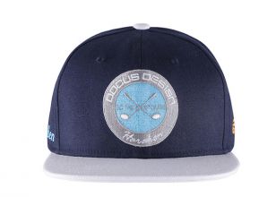 Navy Blue and Grey Snapback With Embroidered Patch