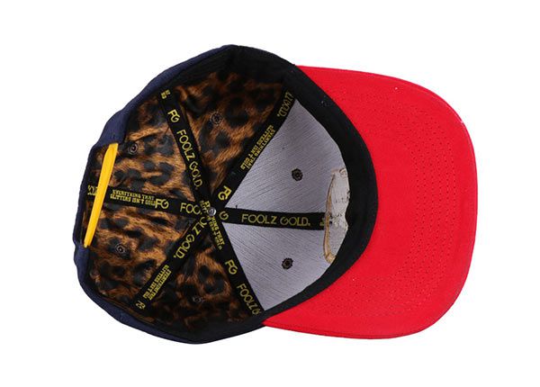 Inside of Navy Blue and Red 2tone Flat Brim Snapback Hat