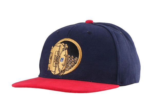 Slant of Navy Blue and Red 2tone Flat Brim Snapback Hat