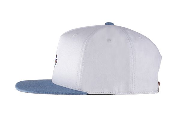 Side of Navy Blue and White Snapback Two Tone Cap