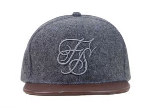 Old Snapbacks Custom Vintage Grey Cap With Leather Brim