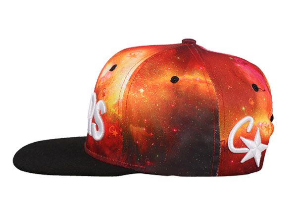 Side of Orange and Black Snapbacks