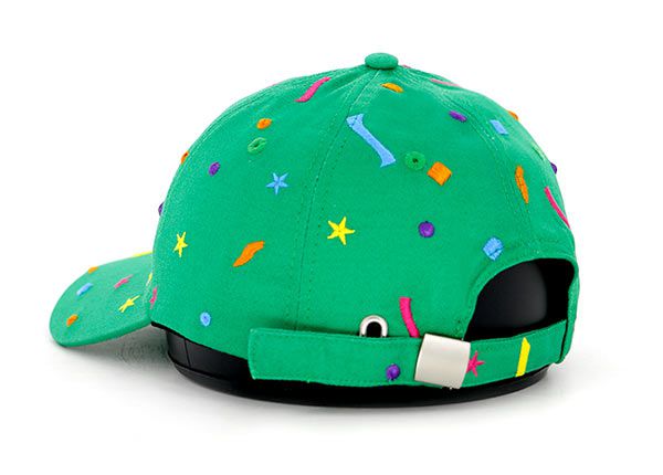 Side of Green Party Snapback Hat With Curved Brim