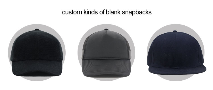 Custom Black Blank Snapback Hats, Custom Black Trucker Hat - HX