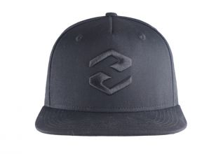 Plain Black Snapbacks 5 Panel Hat With Black Embroidered Logo