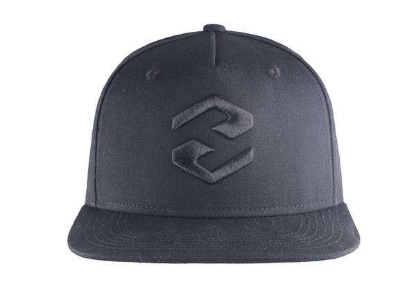 Front of Plain Black Snapbacks with Black Embroidered Logo