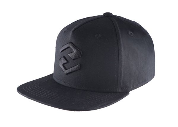 Slant of Plain Black Snapbacks with Black Embroidered Logo