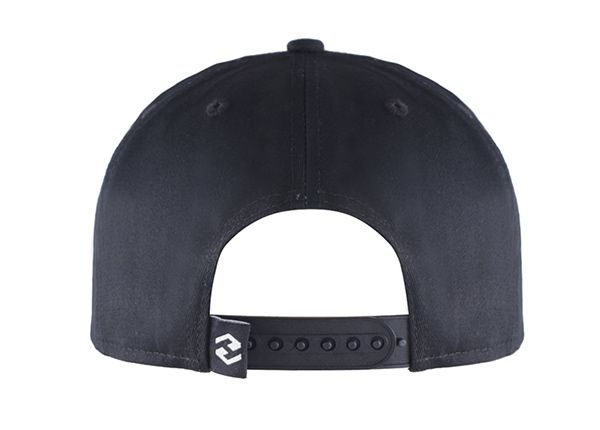 Back of Plain Black Snapbacks with Black Embroidered Logo