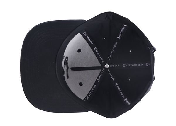 Inside of Plain Black Snapbacks with Black Embroidered Logo