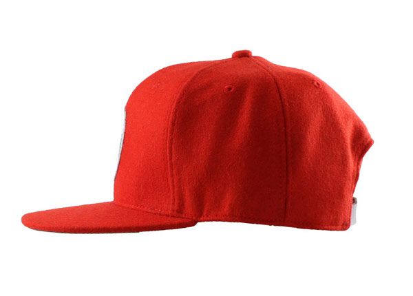 Side of Woll Plain Red Snapback with Green Underbill