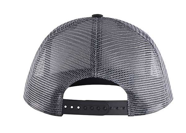 Back of Plain Black Snapback Trucker Cap