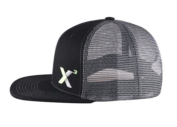 Side of Plain Black Snapback Trucker Cap