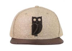 Short Brim Snapbacks With Brown Leather Cork Fabric Brim & Leather Strap Closure